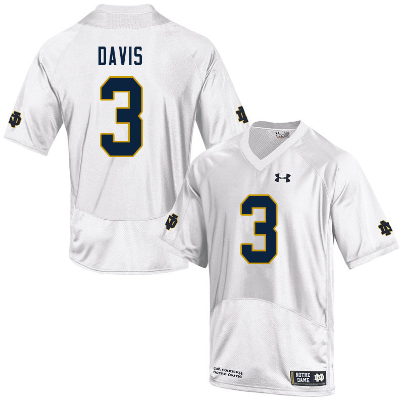 Men #3 Avery Davis Notre Dame Fighting Irish College Football Jerseys Sale-White - Click Image to Close